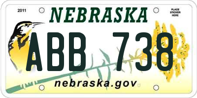 NE license plate ABB738