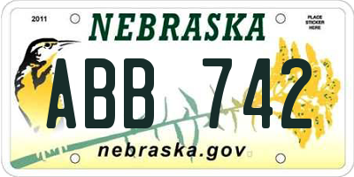 NE license plate ABB742