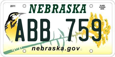 NE license plate ABB759