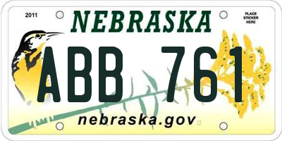 NE license plate ABB761