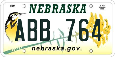 NE license plate ABB764