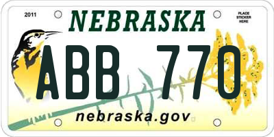 NE license plate ABB770