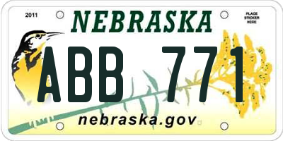 NE license plate ABB771