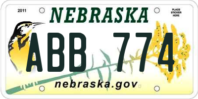 NE license plate ABB774