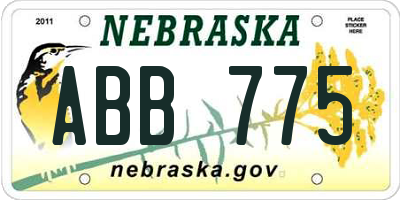 NE license plate ABB775