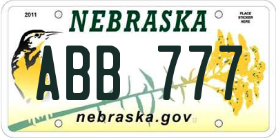 NE license plate ABB777