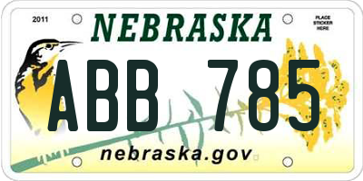 NE license plate ABB785