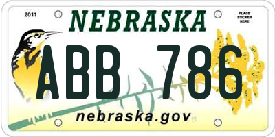 NE license plate ABB786