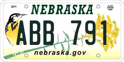 NE license plate ABB791