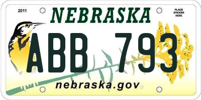 NE license plate ABB793