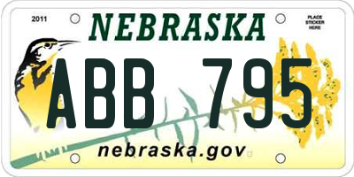 NE license plate ABB795