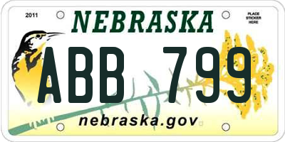 NE license plate ABB799