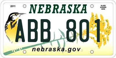 NE license plate ABB801