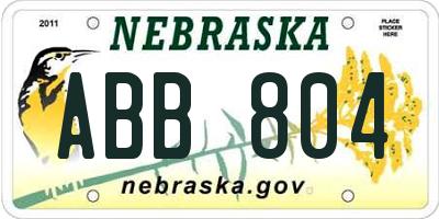 NE license plate ABB804