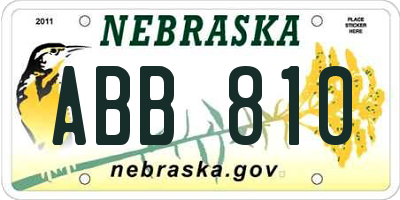 NE license plate ABB810