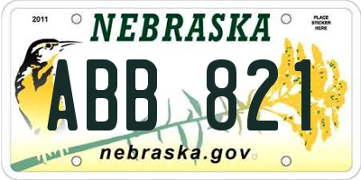 NE license plate ABB821