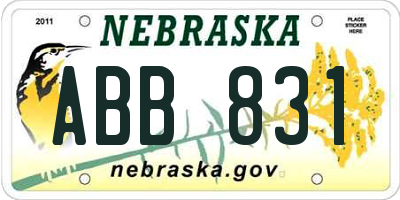 NE license plate ABB831