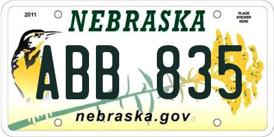 NE license plate ABB835