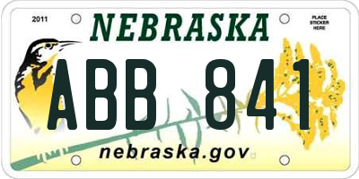 NE license plate ABB841