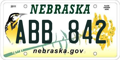 NE license plate ABB842