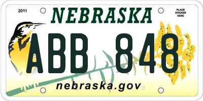 NE license plate ABB848