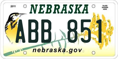 NE license plate ABB851