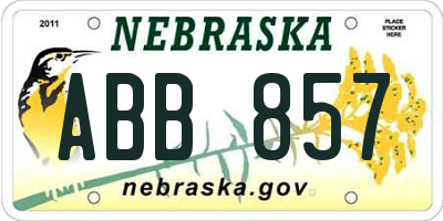 NE license plate ABB857