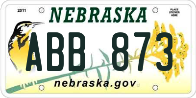 NE license plate ABB873