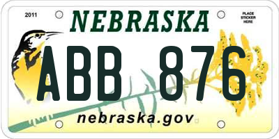 NE license plate ABB876