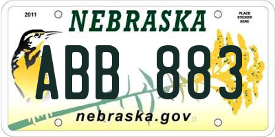 NE license plate ABB883