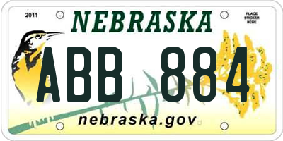 NE license plate ABB884