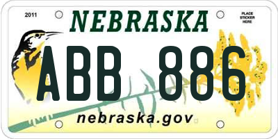 NE license plate ABB886