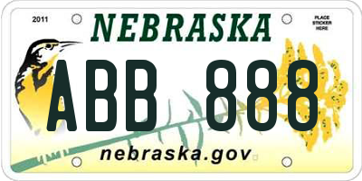 NE license plate ABB888