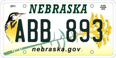 NE license plate ABB893