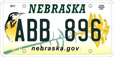 NE license plate ABB896