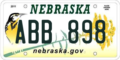 NE license plate ABB898