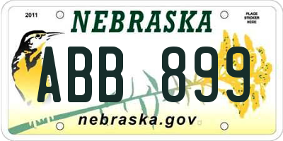 NE license plate ABB899