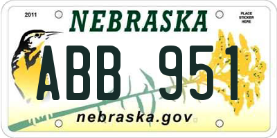 NE license plate ABB951