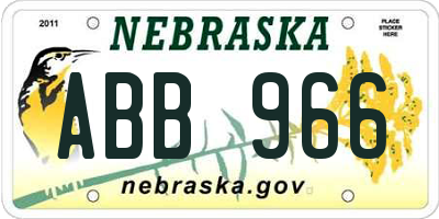NE license plate ABB966