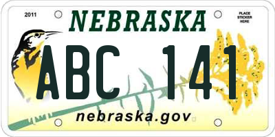 NE license plate ABC141
