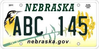 NE license plate ABC145
