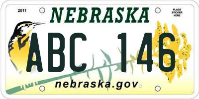 NE license plate ABC146