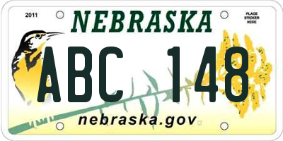NE license plate ABC148