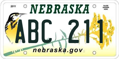 NE license plate ABC211