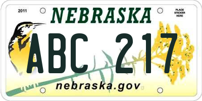 NE license plate ABC217