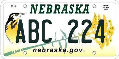NE license plate ABC224