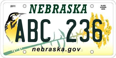 NE license plate ABC236