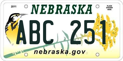 NE license plate ABC251