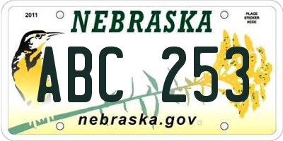 NE license plate ABC253