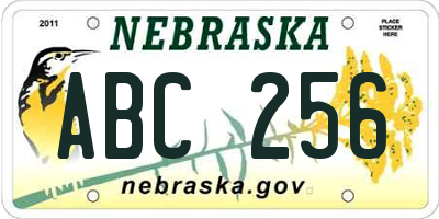 NE license plate ABC256